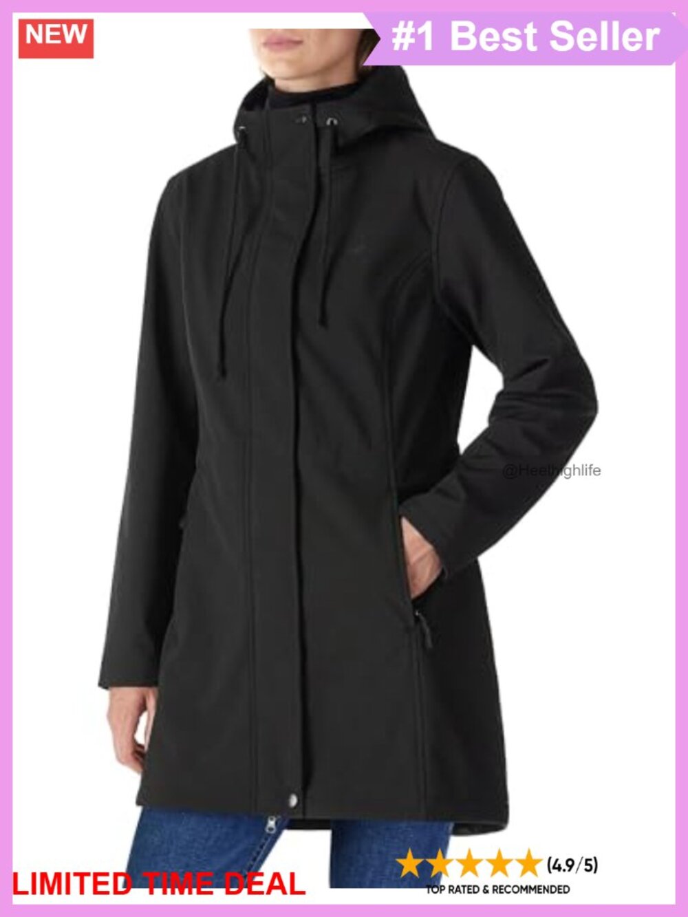 Waterproof Fleece Lined Hooded Softshell Rain Coat Windproof Anorak